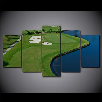 

5 Piece HD Printed Golf Course Lake Framed Wall Picture Art Poster Painting On Canvas For Living Room Cuadros Abstractos
