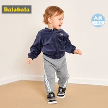 Balabala/спортивные штаны на флисовой подкладке для маленьких мальчиков и девочек; спортивные штаны в полоску для новорожденных; брюки с резинкой на подоле