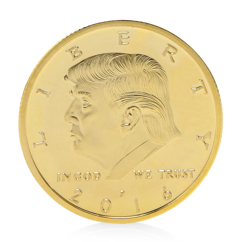 

President Donald Trump In God We Trust Gold Plated Commemorative Coin Token Gift