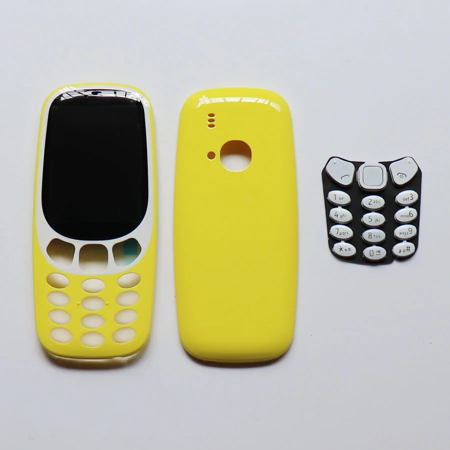 10 шт/для Nokia 3310 Корпус Передняя средняя рамка+ задняя крышка батареи чехол+ клавиатура - Цвет: Цвет: желтый