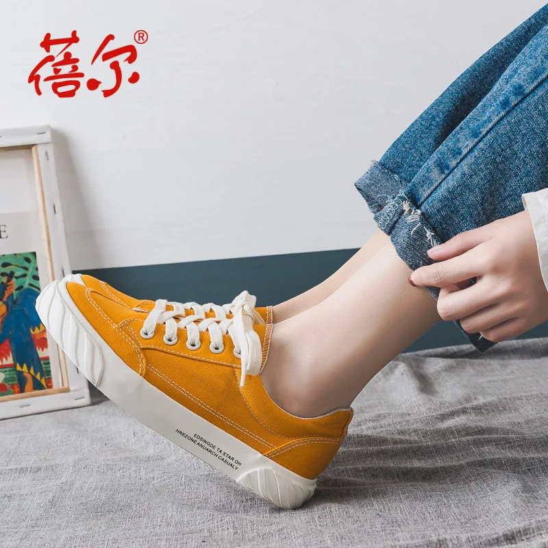 

OLOME New 2019 Spring Shoes Women Sneakers Flat Heel Casual Canvas Shoes Breathable Women's Sneakers