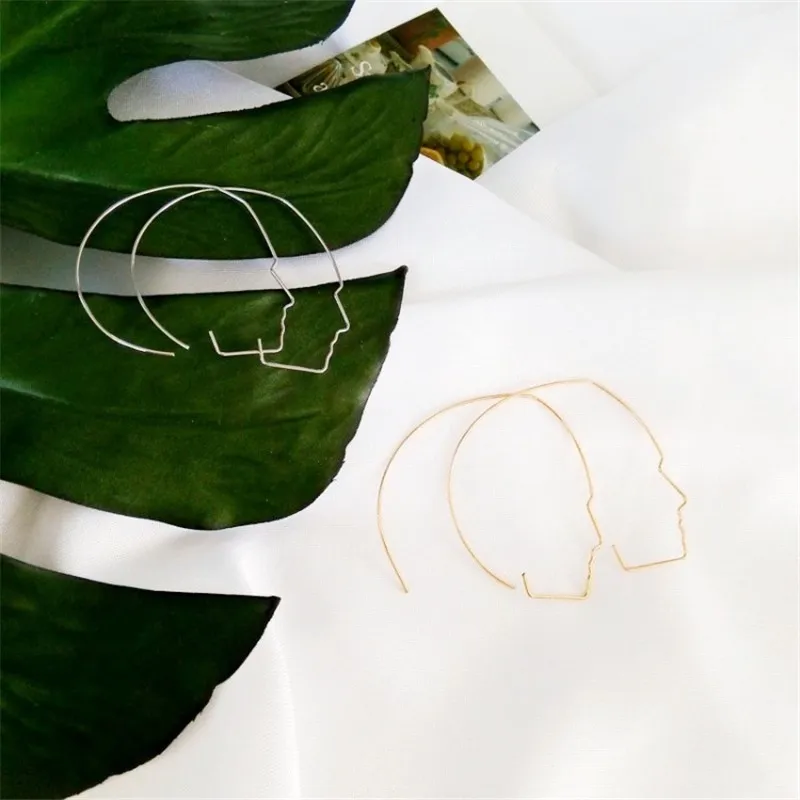 

The New Portrait Earrings Fashion Simple Temperament Personality Abstract Geometric Metal Jewelry Punk Earrings Female