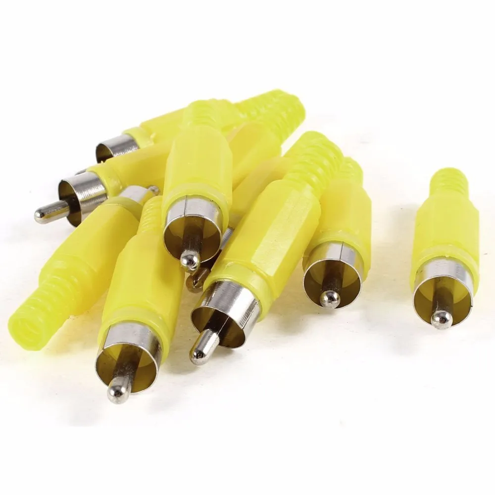 

50pcs Solder RCA Male plug Audio Video Connector Yellow and White