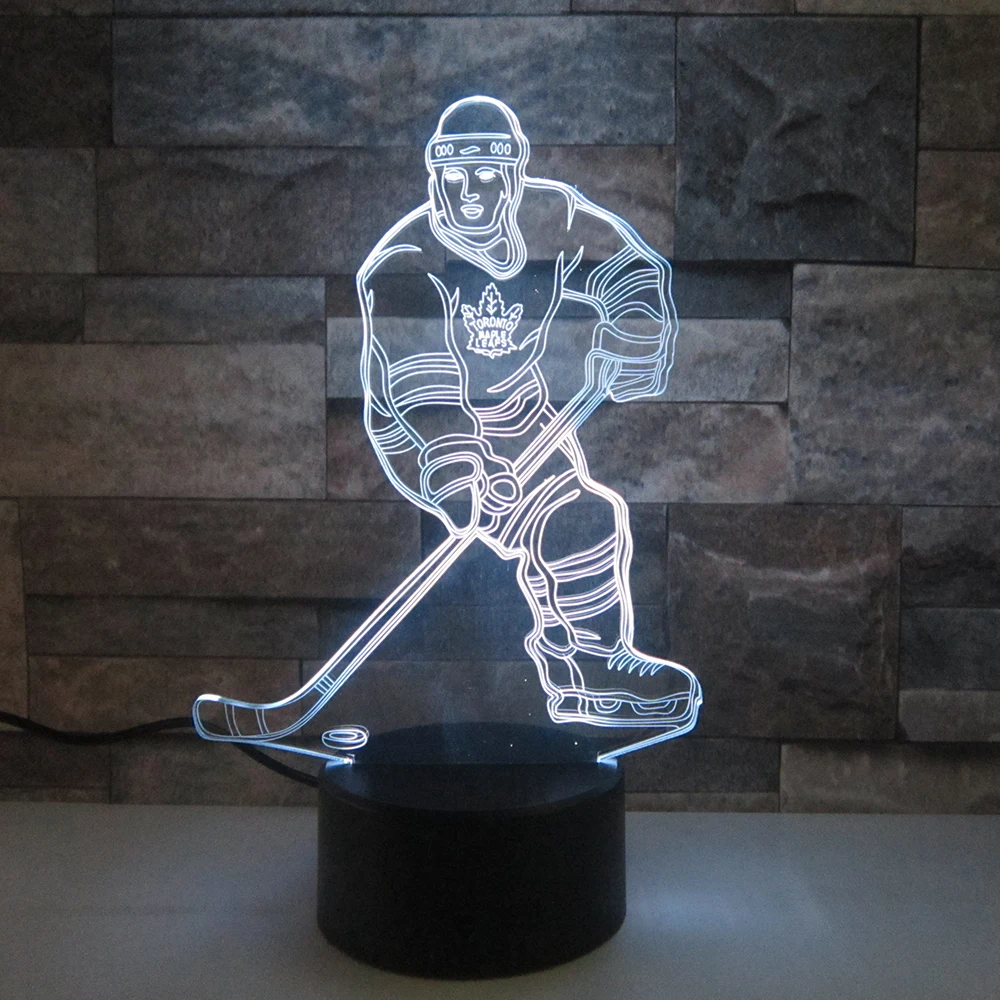 

Sensor 3d Night Light LED Remote Touch Switch hockey player Colorful USB Acrylic 3D Lamp Sports Desk lamp Christmas Decoration