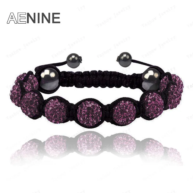 Women Crystal Rhinestone Bracelet 10mm Micro Pave CZ Disco Ball Beads
