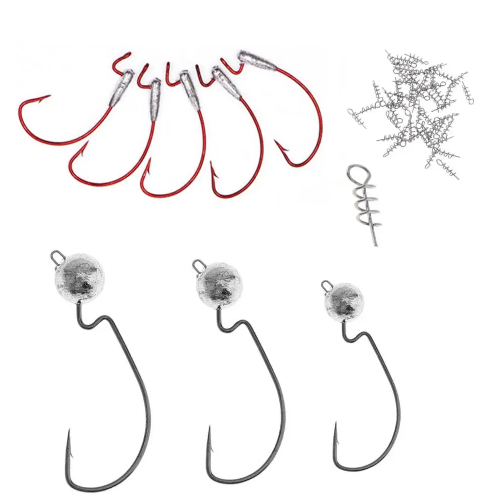 58 шт. рыболовные крючки поворотные комбо полный комплект из нержавеющей стали свинцовая головка джиг кривошипный рыболовный крючок и булавка рыболовные снасти