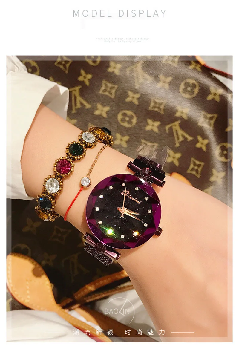 Женские наручные часы Элитный бренд Кристалл звездное небо модные женские туфли часы женские кварцевые дамы магнит часы Relogio Feminino