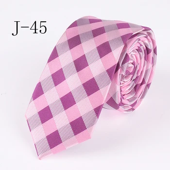 

5cm Stylish narrow ties pink with purple plaids cravatta