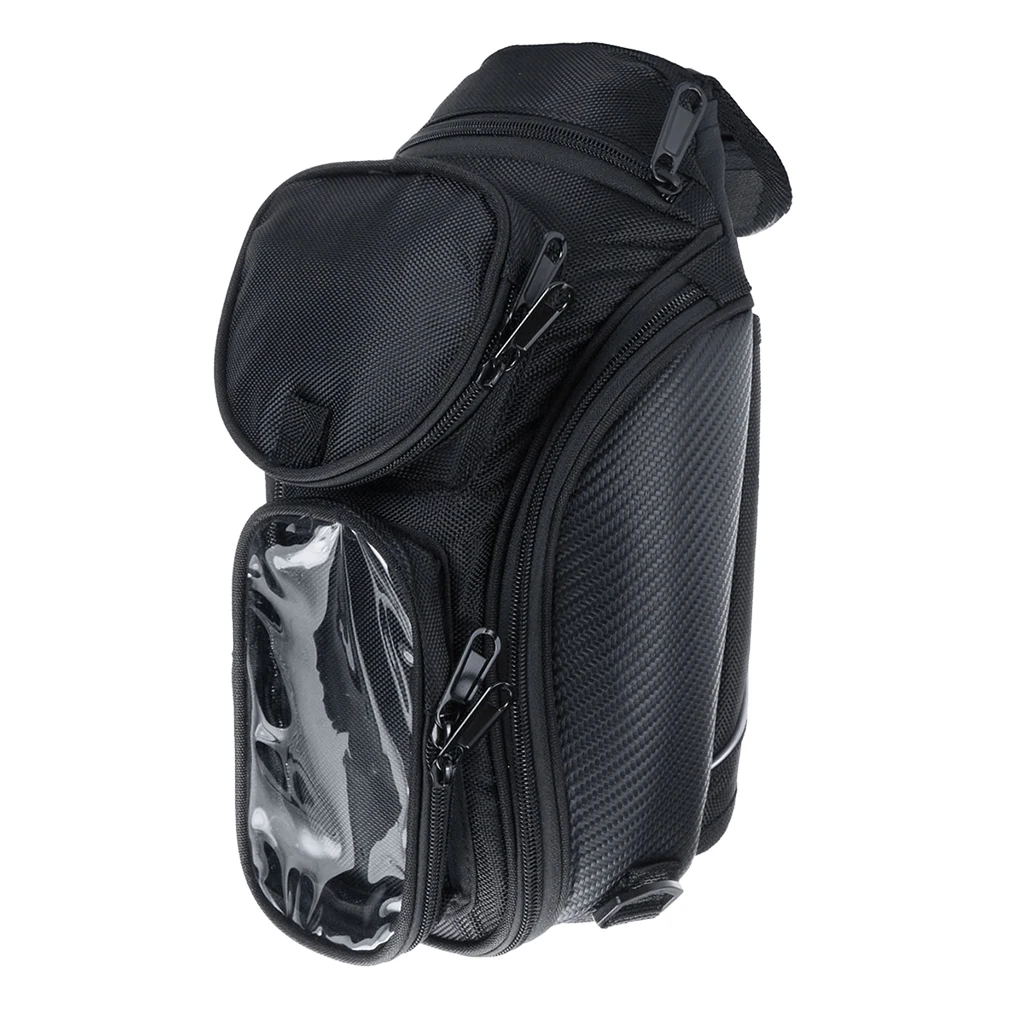 Motorcycle Tank Bag, Water Resistant with Four Magnetic Gas Oil Fuel Tank Bag Black Bigger Window for Short Trip