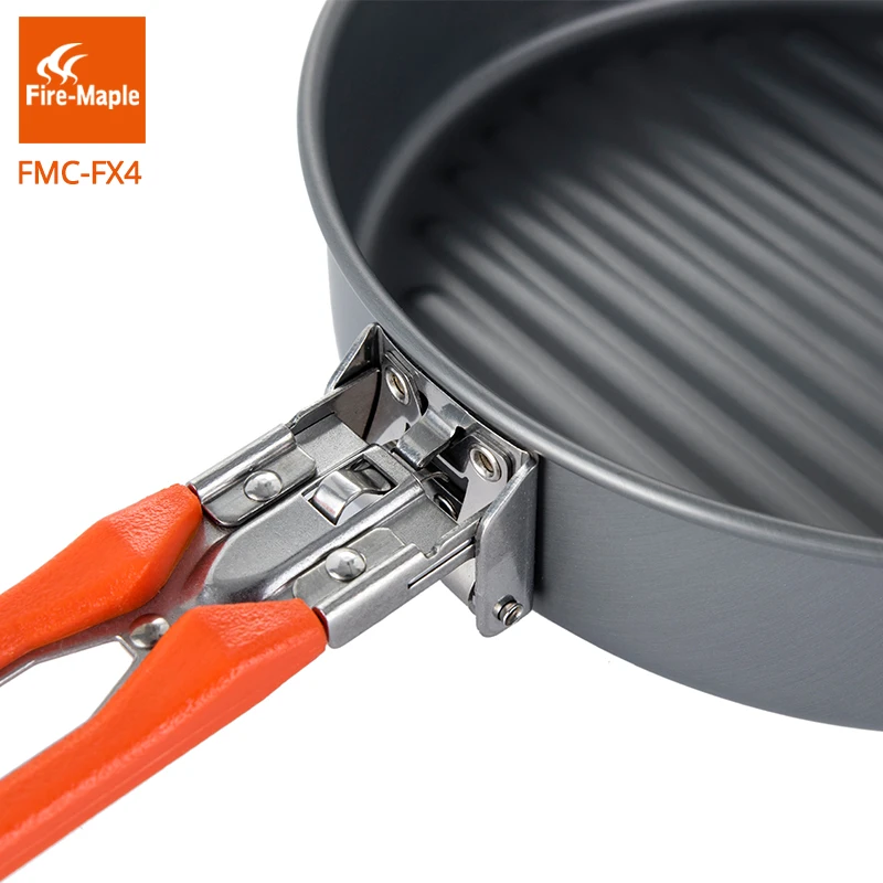 Fuego de arce fiesta Vesta Pan acampar al aire libre senderismo baño Pinic duro portátil de aleación de aluminio freír mango plegable FMC-FX4