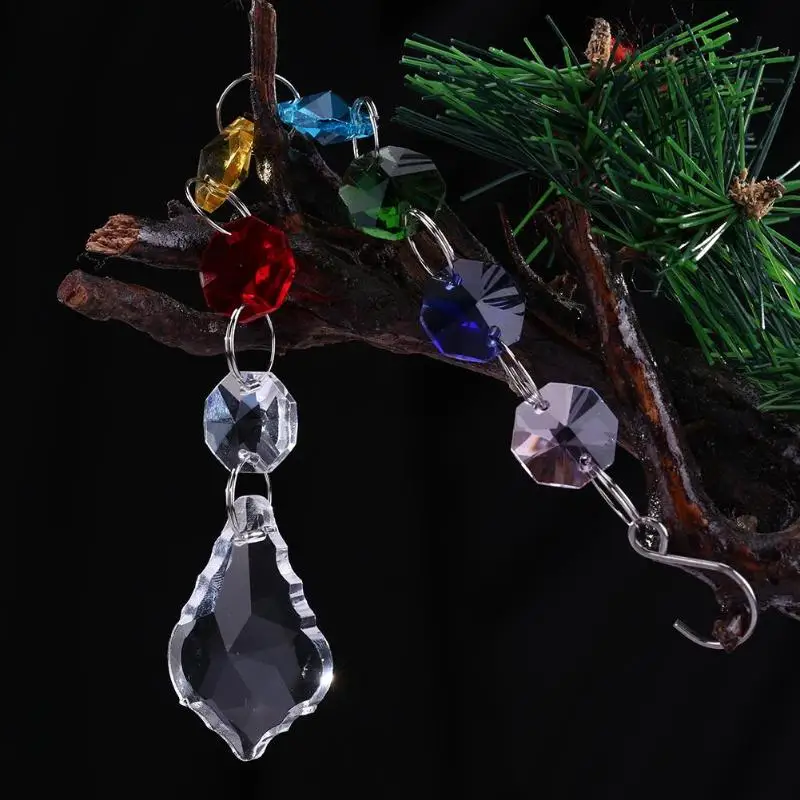 DIY повесить свет строка восьмиугольная бусы Кристалл Suncatcher Кленовый лист кулон