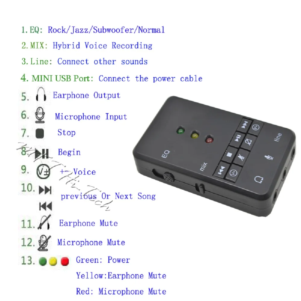 7,1 USB звуковая карта Запись микрофон наушники 3,5 мм разъем аудио адаптер Звуковая карта внешняя для Mac PC компьютер Android Linux