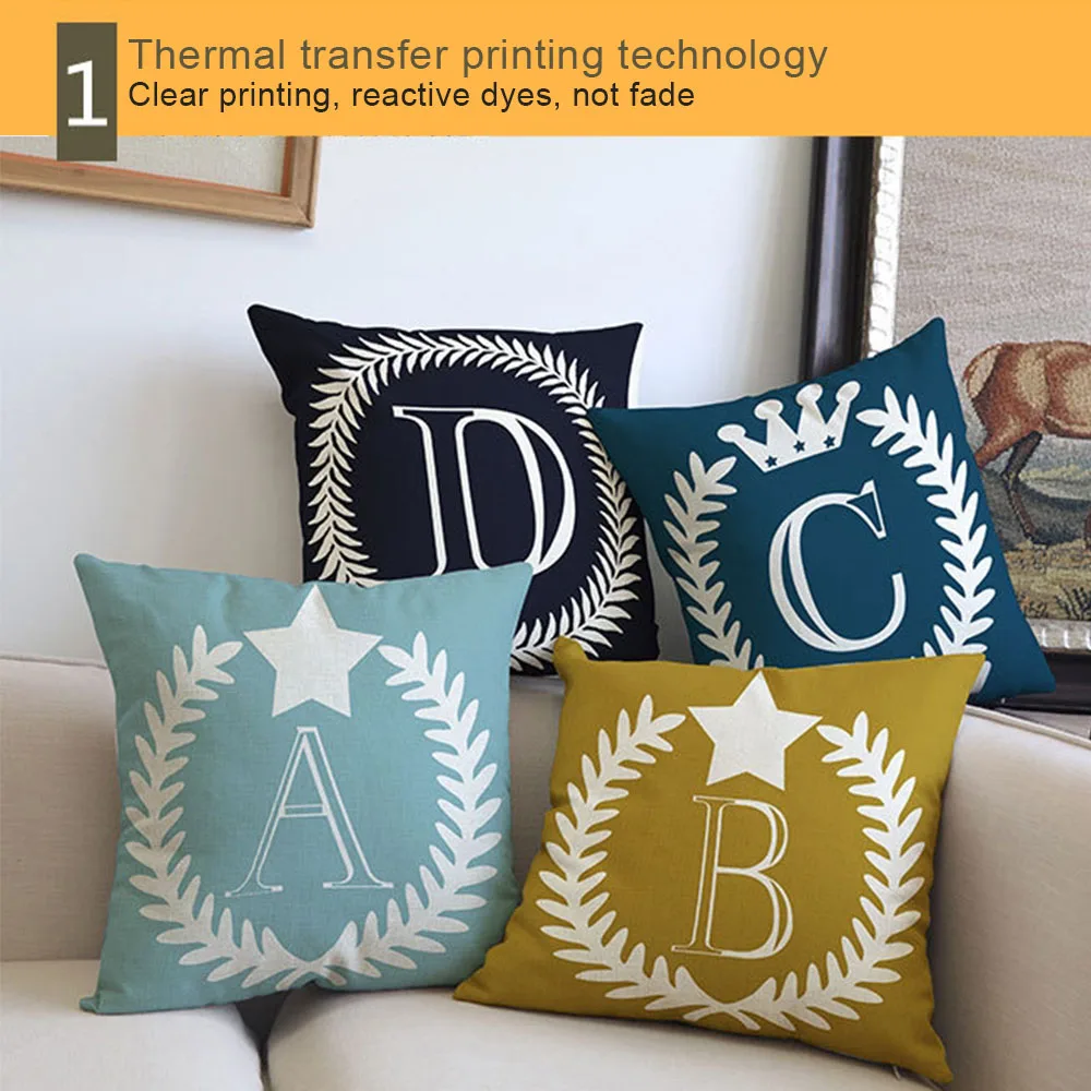 

Fashion Letter Sofa Seat Car Pillowcase of the Alphabet Cushion Cover Heart Star Crown Pillow Cover Decorative Pillow Case