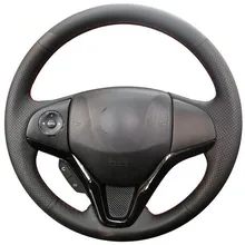 Черный искусственный кожаный чехол рулевого колеса автомобиля для Honda New Fit City Jazz HRV HR-V Vezel