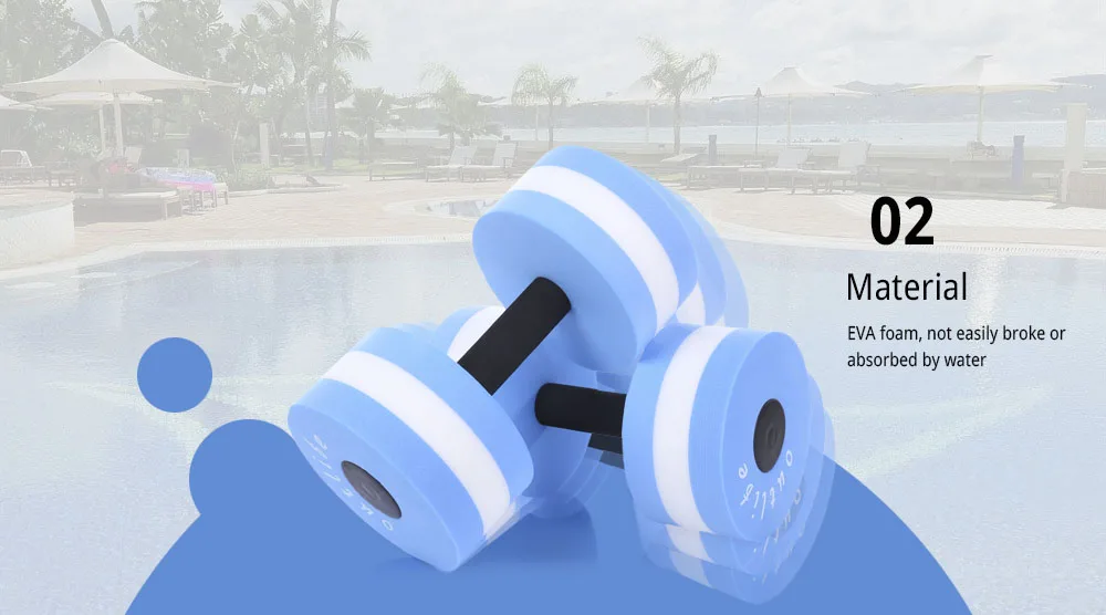 Water Aerobics Dumbbell Weights Swimming Pool Exercise Set Workout EVA Dumbbell Medium Aquatic Barbell Fitness Training 1 Pair