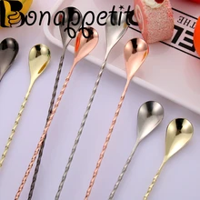 1 шт. Экологичная ложка для смешивания коктейлей из нержавеющей стали, спиральная чайная ложка для кухни, инструменты бармена, аксессуары для бара