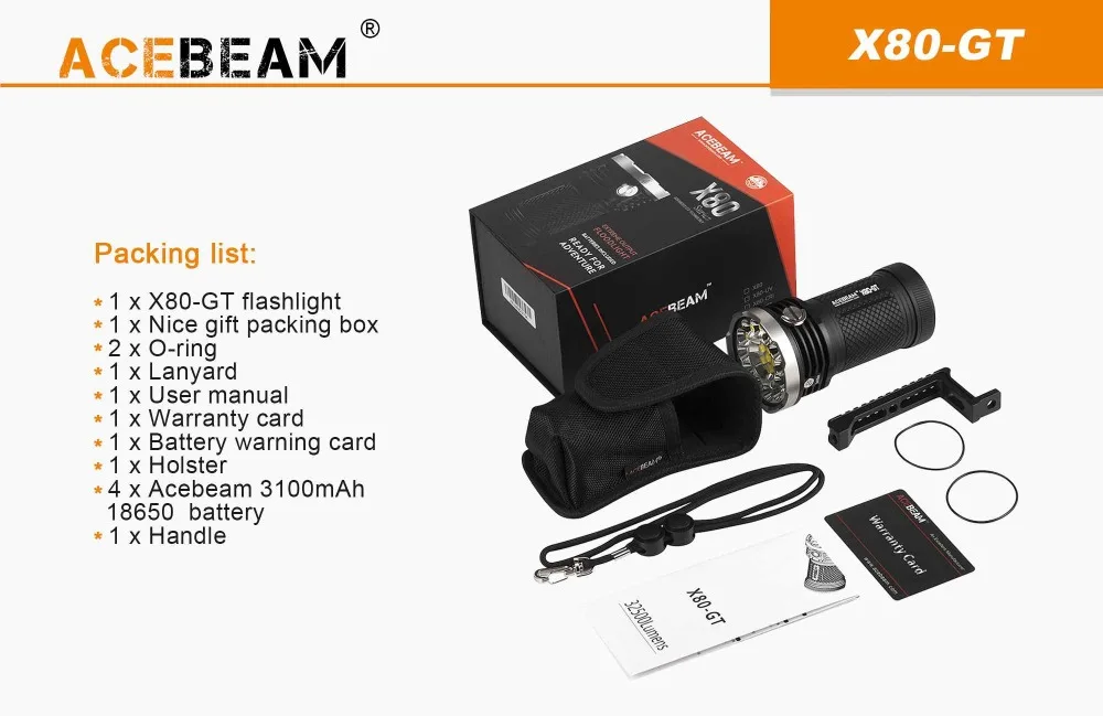 Acebeam X80-gt Handheld Flashlight 18* Cree Xhp50.2 Max 325,00