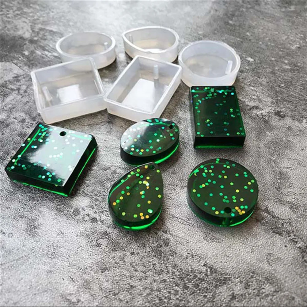 

5pcs / 1pcs Silicone Moulds Gem Charm Pendant Molds Jewelry Making Tools With Hanging Hole For DIY Craft Projects Necklace