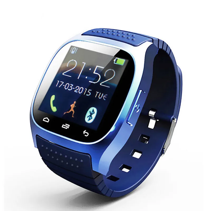 Новые модные женские мужские унисекс Bluetooth M26 Смарт-часы с звонком, музыкальным шагомером, фитнес-трекером для Android смартфона - Цвет: Синий