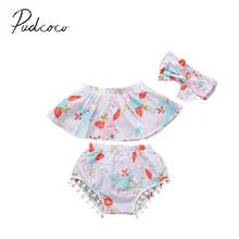pudcoco 3PCS summer sleeveless o-neck pullover floral Newborn Baby Girls Tops+ Shorts Pants Headband Outfits Clothes 6-24M