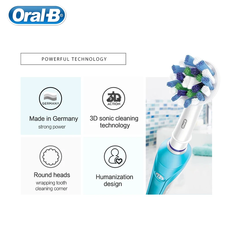 Электрическая зубная щетка Oral B 3D Smart Pro600 с перезаряжаемой ручкой и 2 насадками