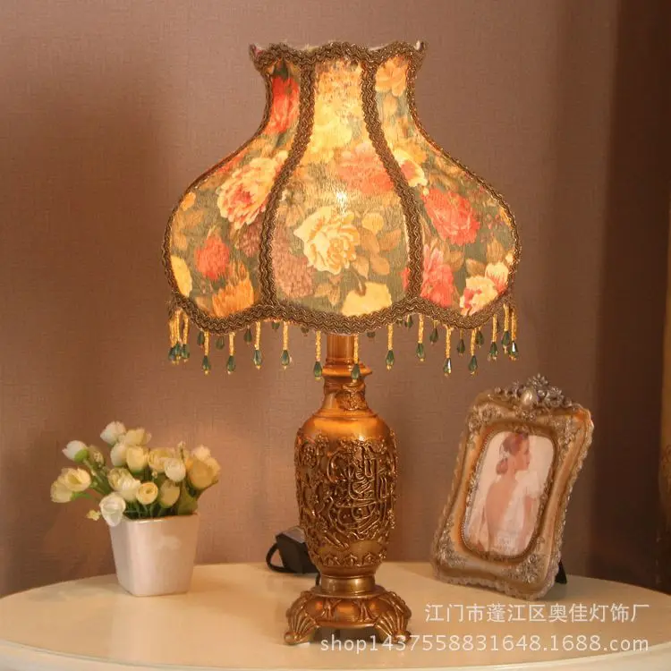 TUDA 29X49cm Free Shipping European Classical Style Table Lamp Luxury Cloth Art Lampshade Table Lamp Retro Home Decor Table Lamp