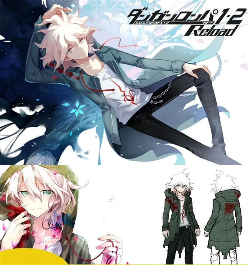 Супер Danganronpa 2 Nagito Komaeda Nagito армейский зеленый цвет куртка косплей костюм одежда на заказ A476