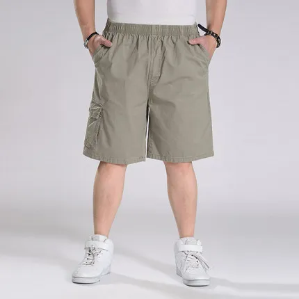 Летние мужские шорты-карго больших размеров 8XL в стиле сафари с карманами 10XL, повседневные домашние свободные шорты из хлопка, 130 кг 6XL - Цвет: Серый