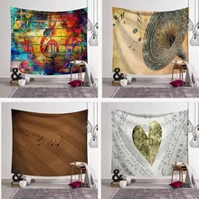 Wall Hanging Music Note Tapestry Bedspread Home Decor Hippie Art Background Decorative Mandala Table Cloth Sheet Mat Beach Towel