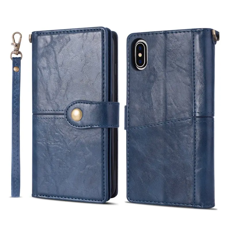 Wallet Case for iPhone XS Case Leather Vintage Flip Cover for iPhone 6 6s 7 8 Plus X XR XS Max Cases Card Holder Multi Function (26)