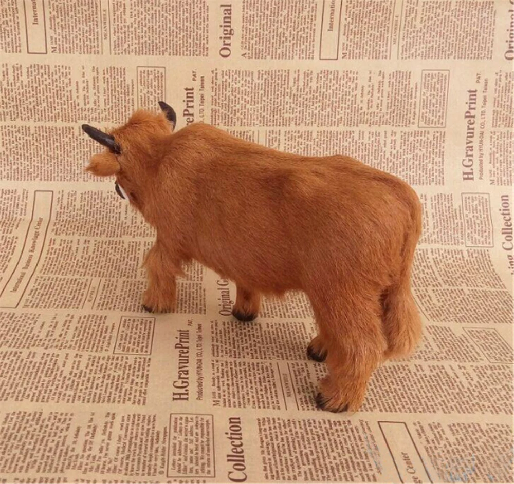 Fancytrader Pop Simulation Cow Model Toys Plastic Fur Mini Yellow Cattle Doll Gift Props 3