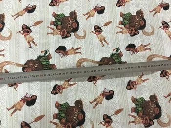 

105*100cm Cartoon Moana princess Cotton Sewing Fabric DIY Handmade Material Hometextile Patchwork For Bag Doll