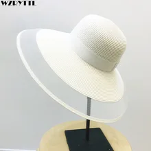 Очаровательная Вуаль сетка шляпа от солнца UPF 50+ дамы Кентукки шляпа котелок широкими полями соломенная шляпа женская летняя пляжная шляпа-федора платье шляпа