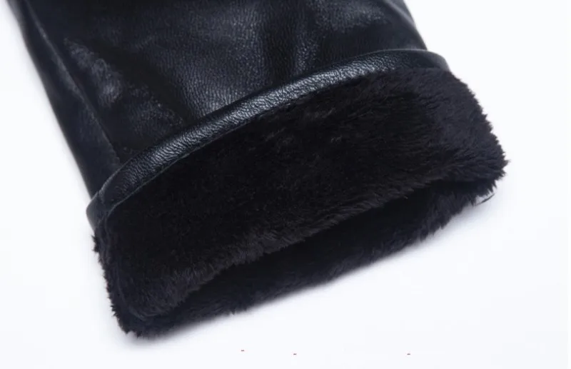 Овчина перчатки для сенсорного экрана Новые Роскошные мужские кожаные перчатки зимние теплые коралловый флис натуральная кожа перчатки для вождения мужские Eldiven