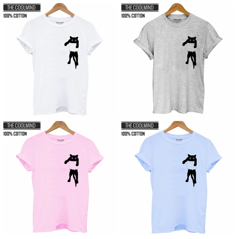 COOLMIND QI0232B 100% القطن القط طباعة إمرأة T قميص عارضة قصيرة الأكمام التي شيرت الإناث س الرقبة فضفاضة المرأة قمم تي شيرت المحملة قميص