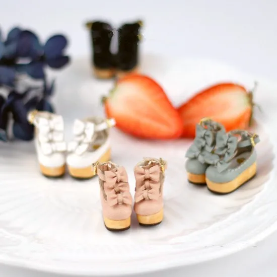 

Blyth shoes thick shoes with bows suitable for blyth Azone Momoko Lati Jerry B licca doll shoes doll accessories