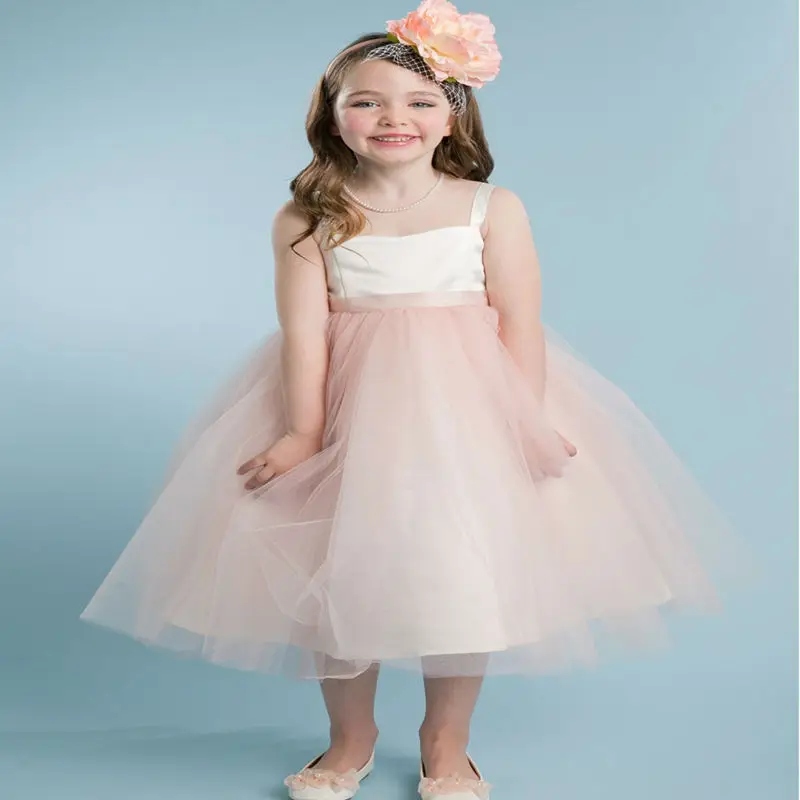 

A-Line First Communion Dresses for Girls Mid-Calf Flower Girl Dresses for Weddings Patchwork Sleeveless Mother Daughter Dresses