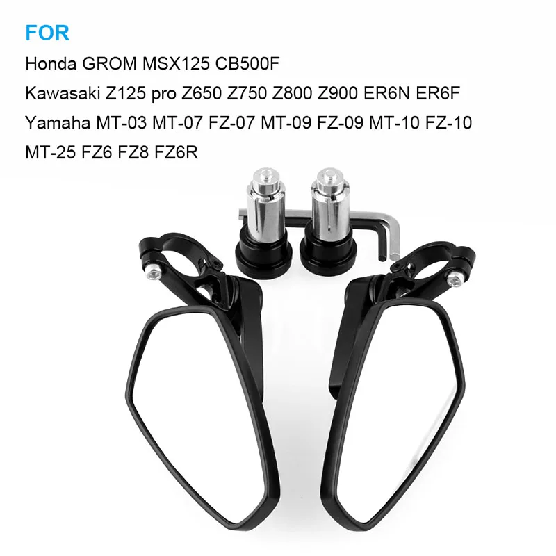 

Motorcycle Bar End Mirrors Rear View CNC for Honda GROM MSX125 CB500F / Kawasaki Z125 pro Z650 Z750 Z800 Z900 ER6N ER6F / Yamaha