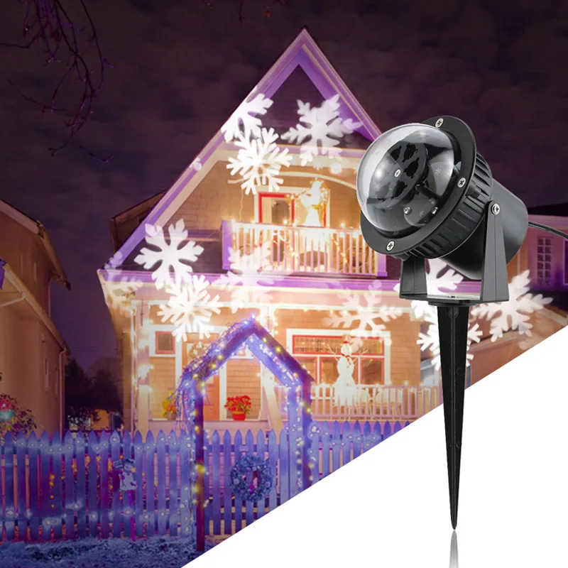 

Outdoor Snowflake Pattern LED Landscape Light Rotating Lawn Garden Lamp Wedding Party Holiday Decor CLH@8