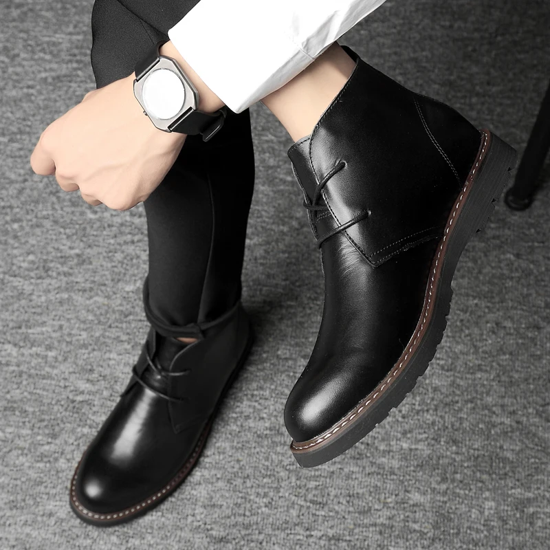 

big size 48 Menshoes British Genuine leather Martin shoes Winter Shoes fashion Skateboarding casual outdoor Desert shoes Men k3