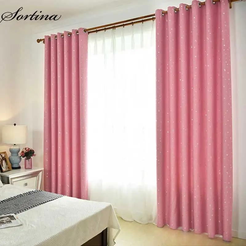 Sortina thicking blackout estrella cortinas para dormitorio bebé habitación moderna Cortina para sala de estar ventana tratamiento Cortina rosa