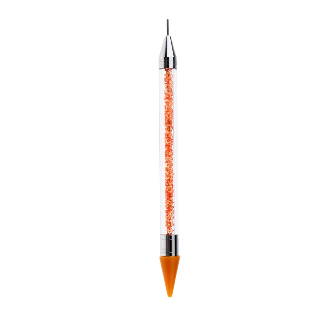 Dual-ended Nail Rhinestones Beads Picker Dotting Pen Adhesive Wax Applicator With Acrylic Handle Manicure Nail Art Tool
