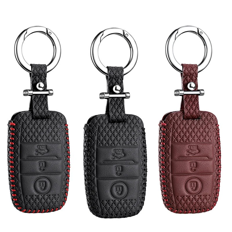 

luckeasy Leather Key Cover for KIA K3 K5 SORENTO CARENS CAR holder case key4Y