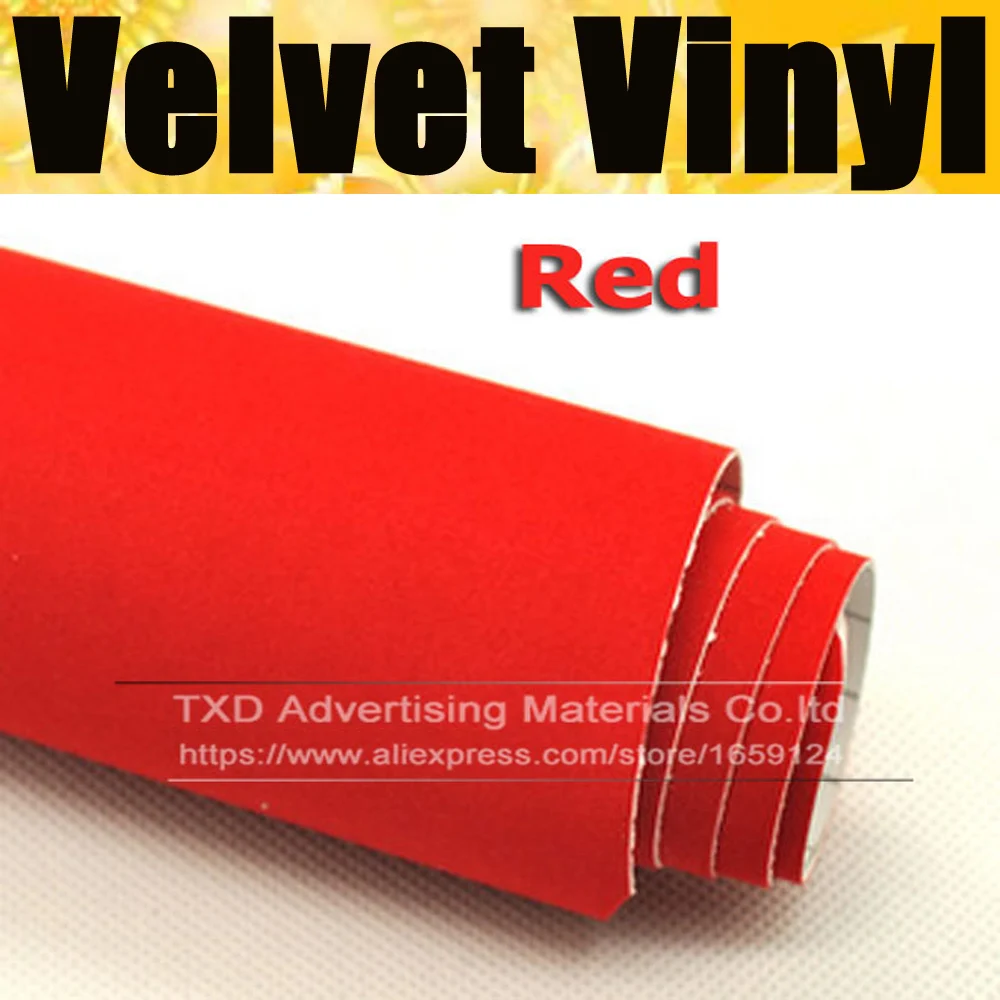 

4"/8"/12"/16"/20"/24"x53"/Lot Most popular Red Velvet Vinyl sticker for car wrap vinyl with air free bubbles Suede PVC Wrap