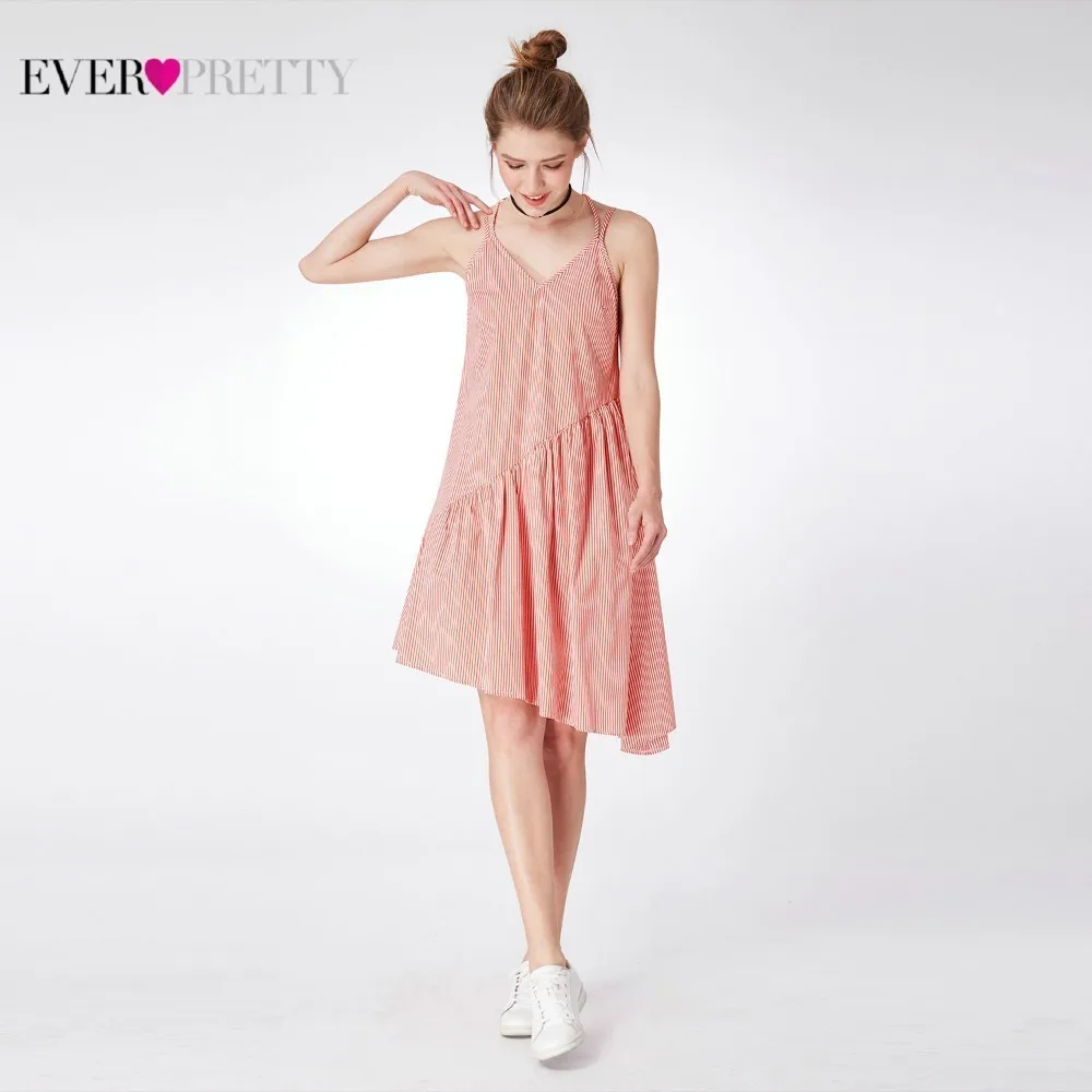 Модное красное домашнее платье Ever Pretty AS05995RW A-Line с v-образным вырезом на тонких бретелях женские летние праздничные Выпускные платья