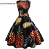Vintage Dresses Pineapple Print Summer Dress for Women 50s 60s Floral Sleeveless Party Vestidos Elegant Large Swing Dress Belt ► Photo 1/6