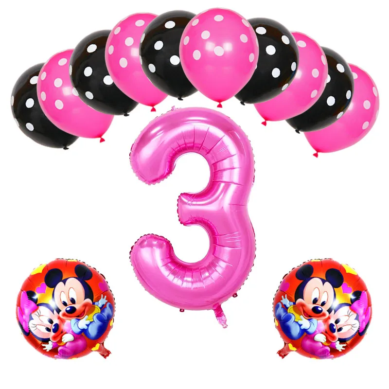 

13pcs/set 40inch 0-9 Number Balloon happy birthday minnie mickey Foil balloon latex balloon wedding baby shower birthday decor