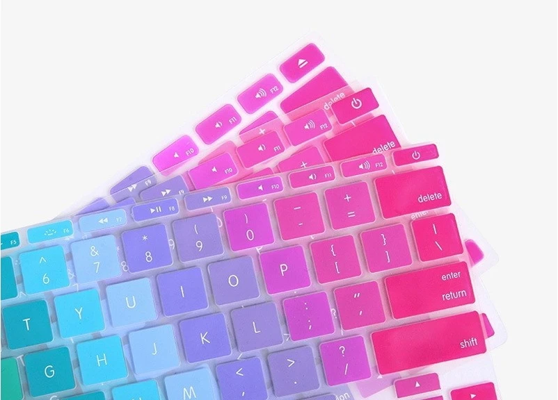 Градиентные цвета радуги силиконовые UK/EU/US макет Милая защита для клавиатуры ноутбука крышка наклейки для нового Apple Macbook 12 дюймов