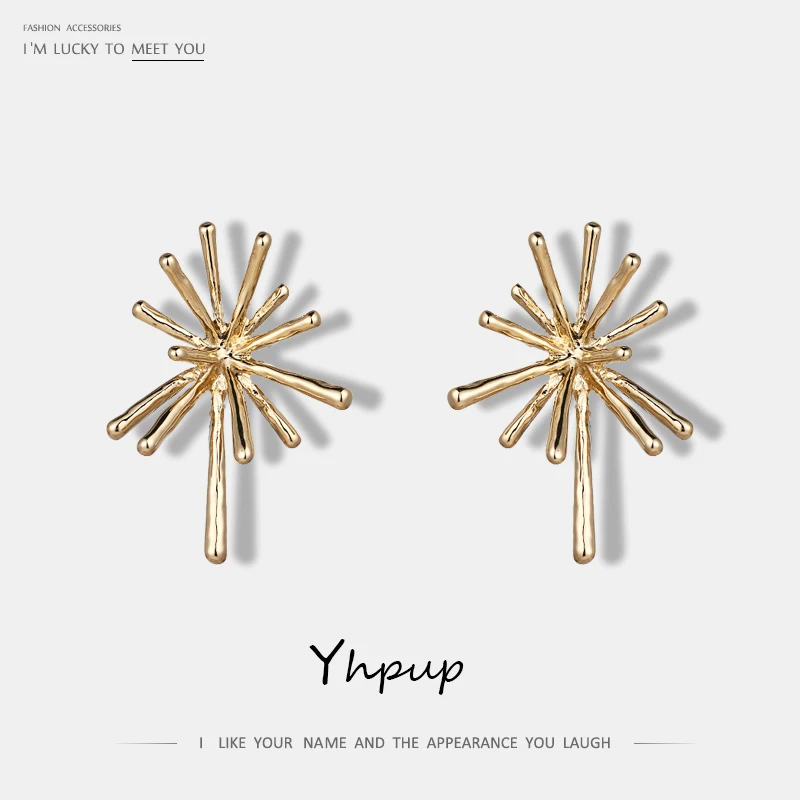 

Yhpup Trendy Zinc Alloy Gold Charms Fashion Statement Stud Earrings Simple Cute Irregular Stars Earrings Boucle D'oreille Femme