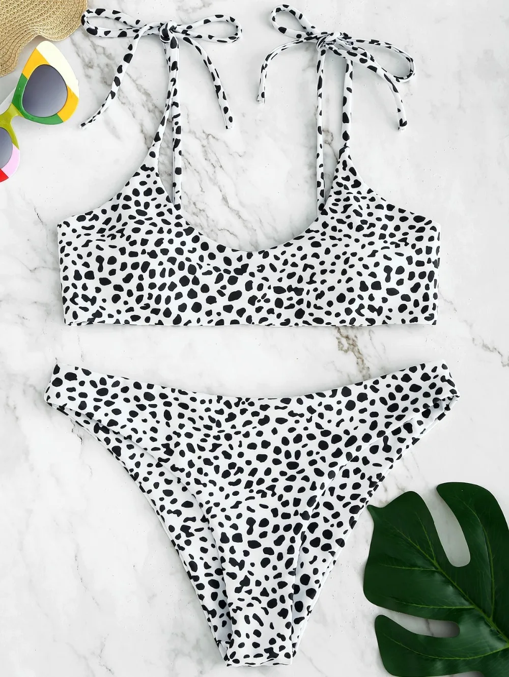 

Woman Bikinis Set Printed Tie Bralette Bikini Padded Swimsuits Female Bathing Suit Push Up Spaghetti Straps Brazilian Biquini